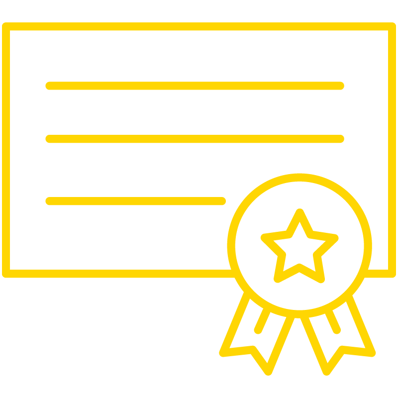 yellow line drawing of certificate