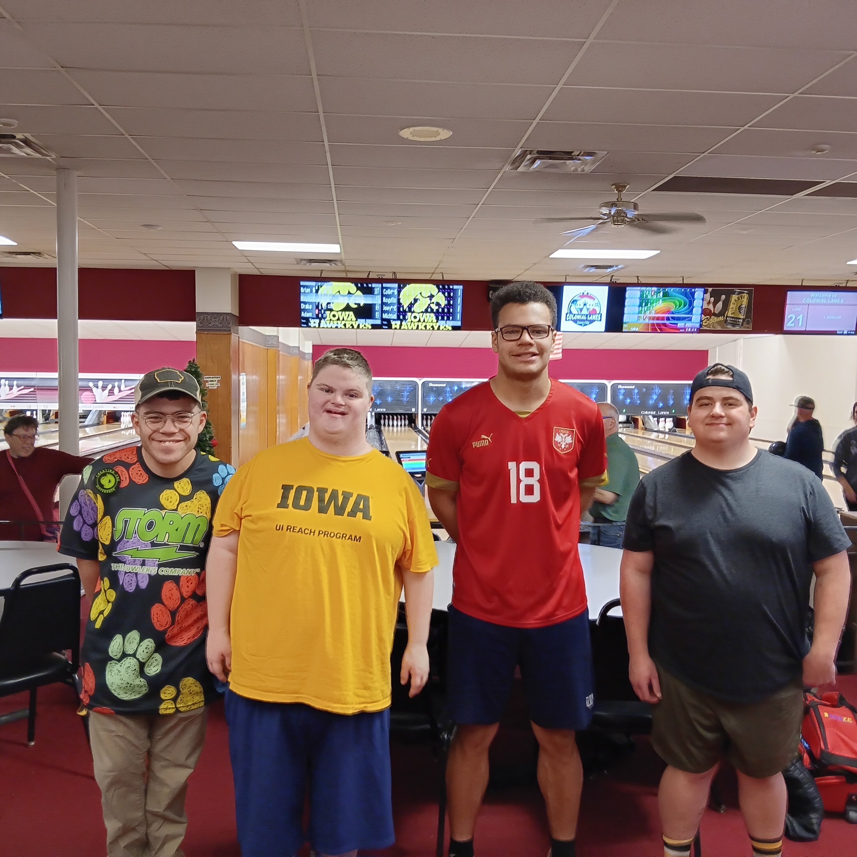 students at a bowling alley