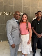 Keenan stands next to the Senegalese Minister of National Education