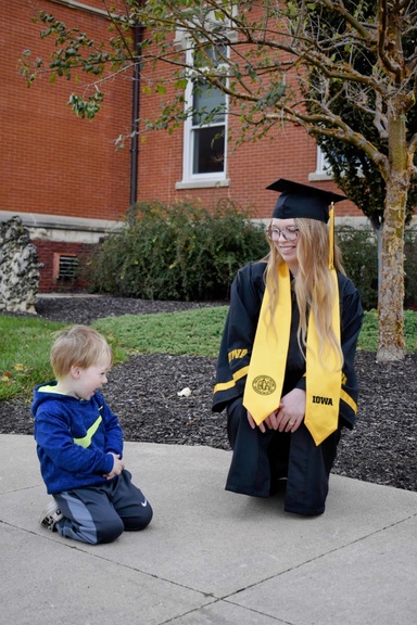 Felderman with her son for graduation photos.