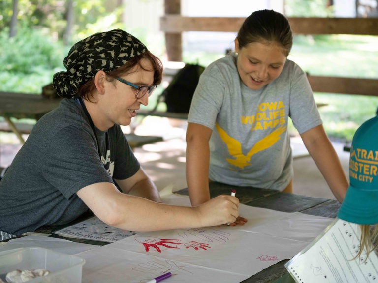 youth campers working on an art project