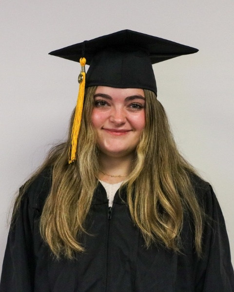 Caroline Keenan wearing a cap and gown