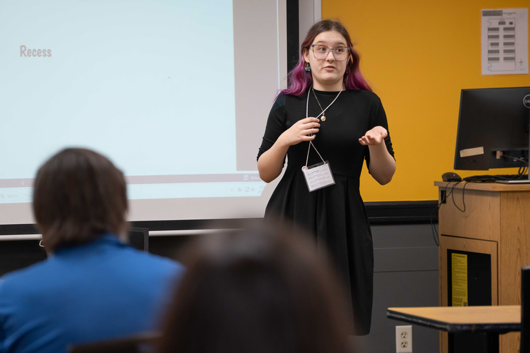 Student presenting at the 2026 Educators Rising State Conference & Competition
