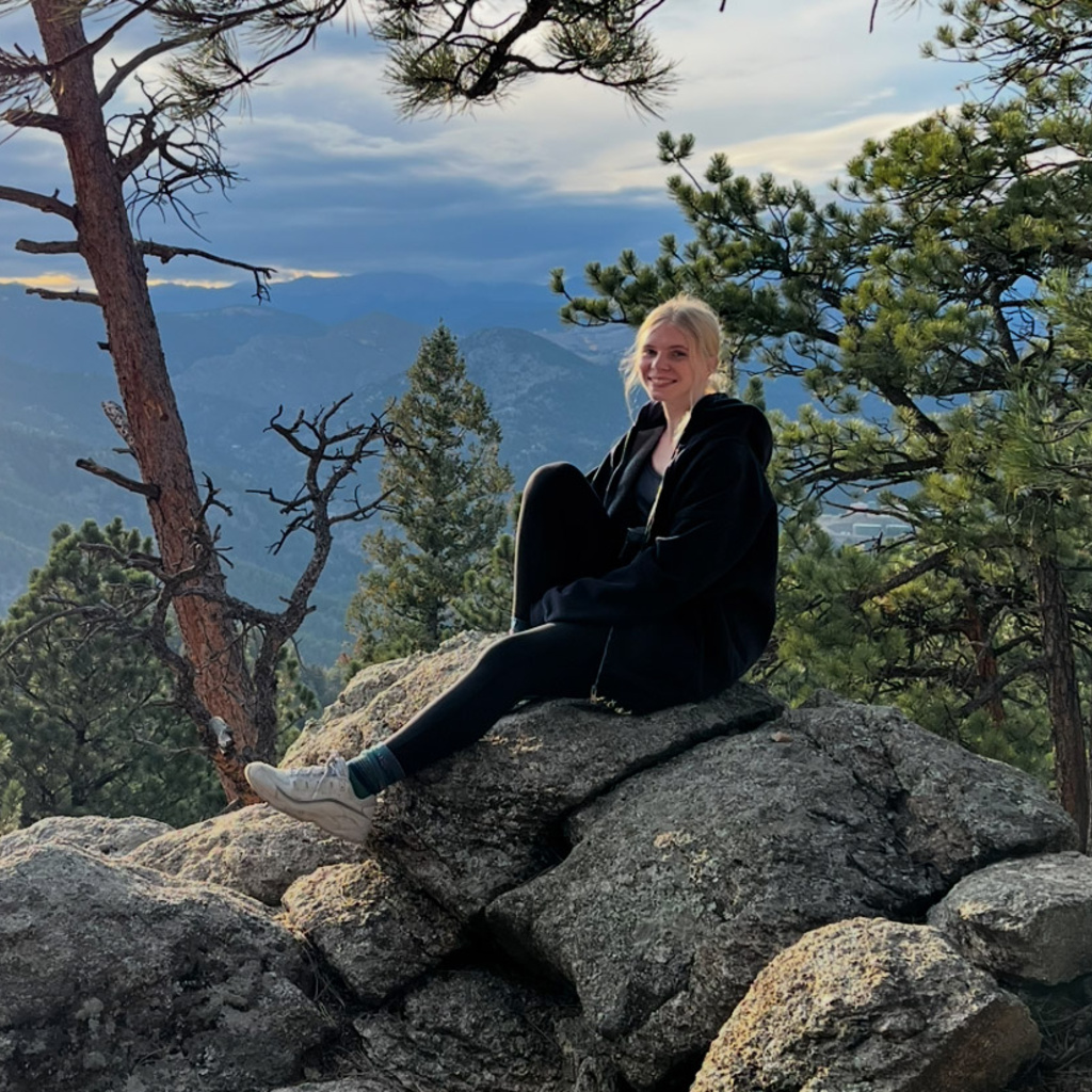 Megan Murphy high up in the mountains 