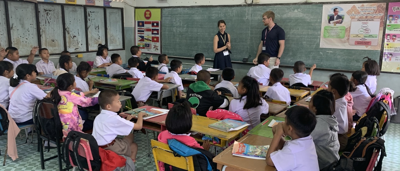 College of Education students teaching a class in Thailand 