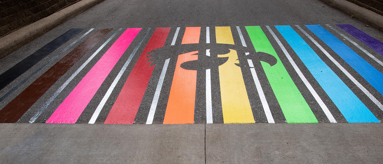 pride tiger hawk logo painted on the street 