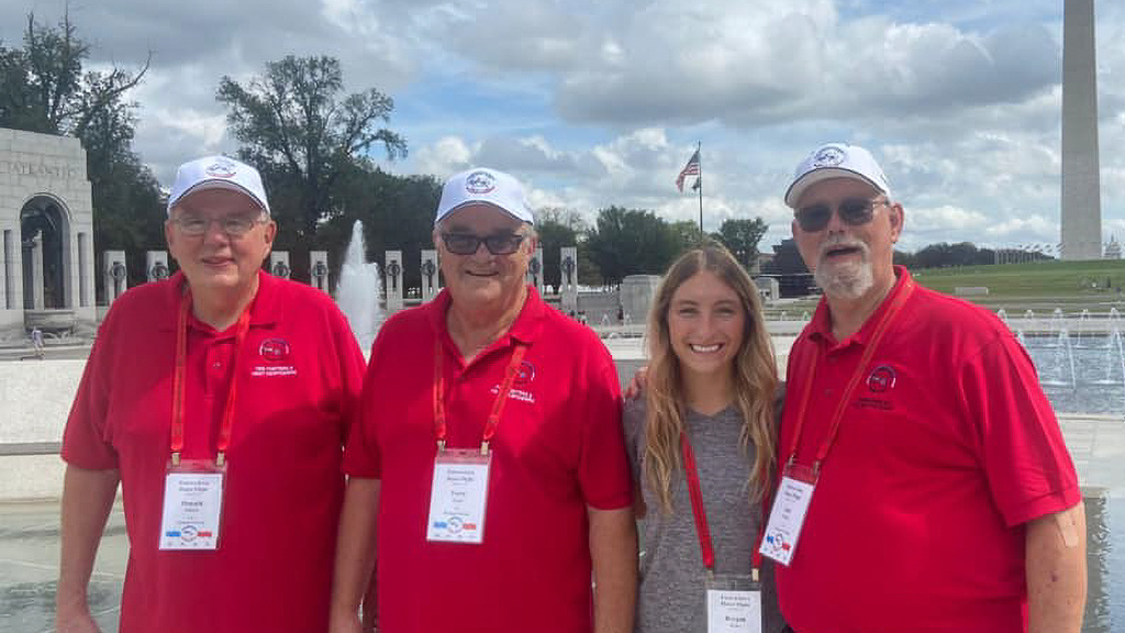 Weber and three veterans at the National Mall in Washington D.C.