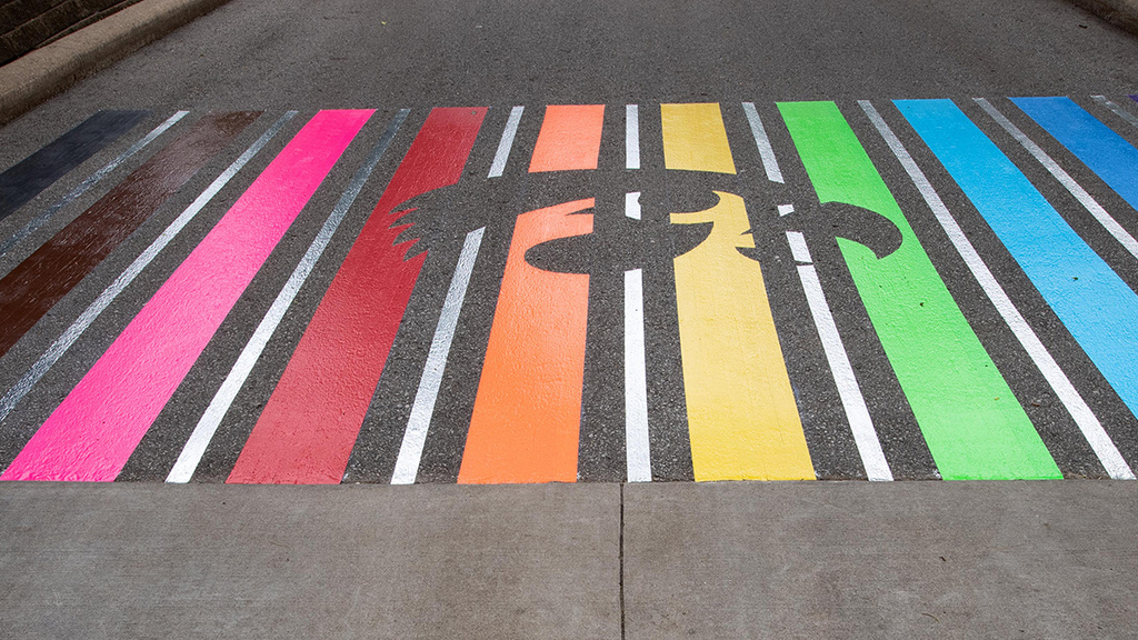 pride tiger hawk logo painted on the street 