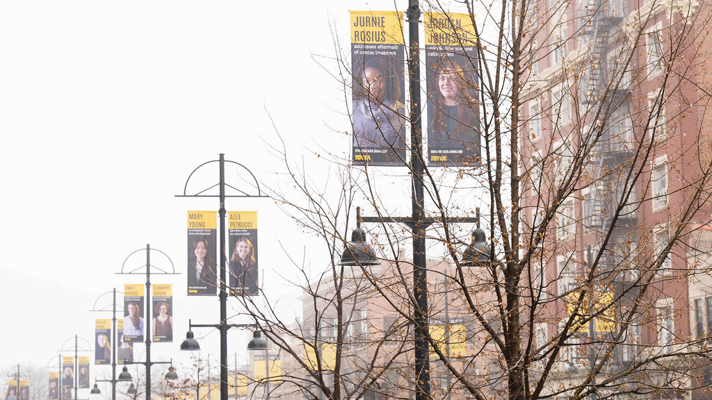 Dare to Discover banners hanging in Iowa City